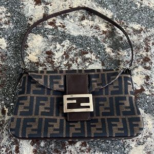 Vintage Fendi Zucca Baguette Brown Canvas